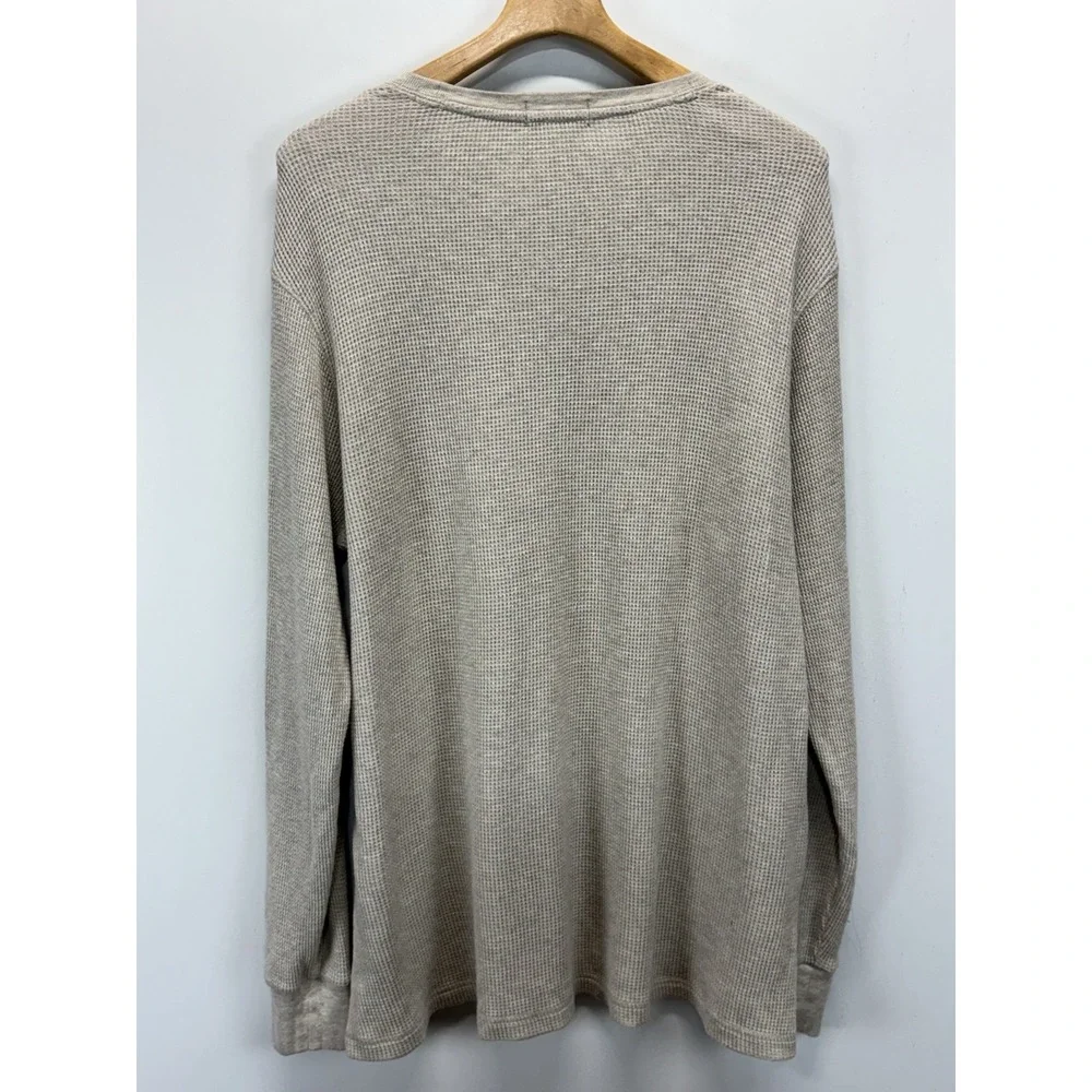 Polo Ralph Lauren Thermal Shirt Sz XXL 2XL Mens Tan Pony Logo Waffle Knit Preppy